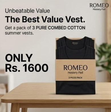 Pack of 3: Combed Cotton Summer Vest