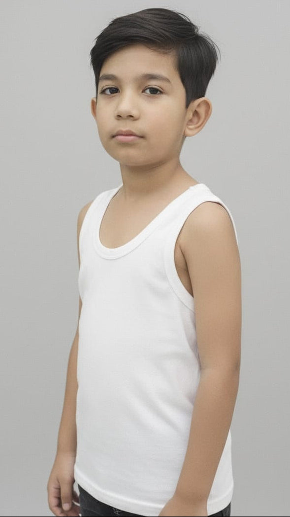 pack of 6-white100 % cotton sando vest / buniyan for kids