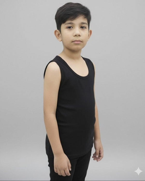 pack of 6-black100 % cotton sando vest / buniyan for kids