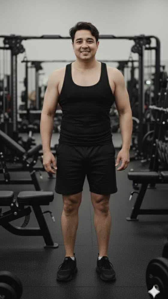 3 piece pack premium Body Builder Vest (Pure Combed Cotton, Black)