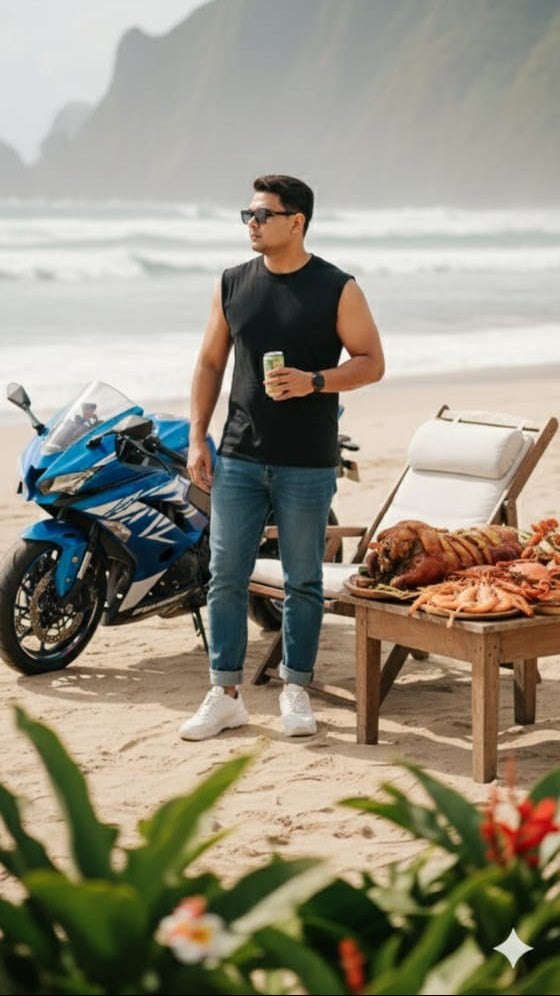 3 piece pack pure Combed Cotton Men’s Vest (Black)